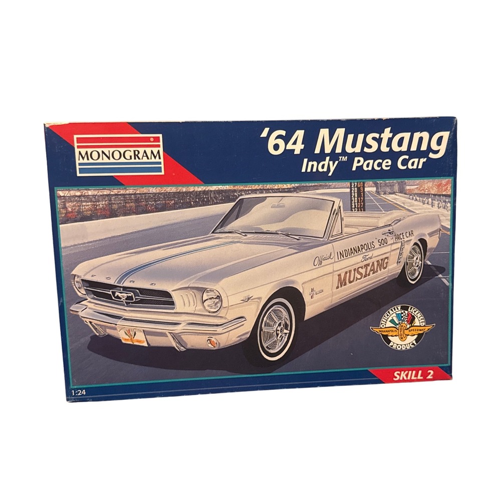 Monogram 64 Mustang Indy Pace Car 1:24 Model Kit 2456 White Sealed Parts Skill 2